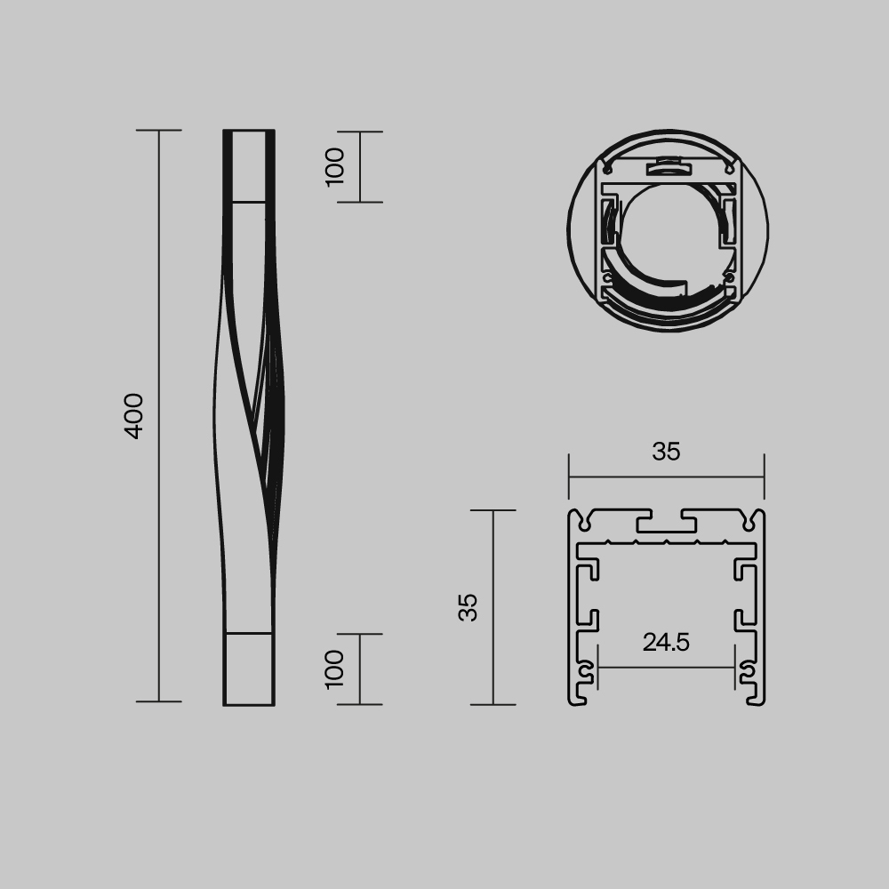 Профиль Led Strip ALM-3535R-B-TL-90°-0.4M