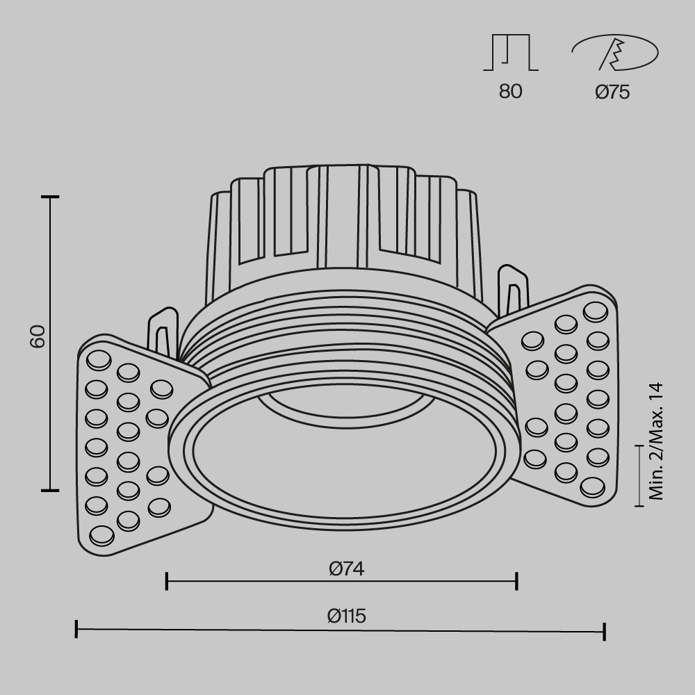 Встраиваемый светильник Technical DL058-12W3K-TRS-B