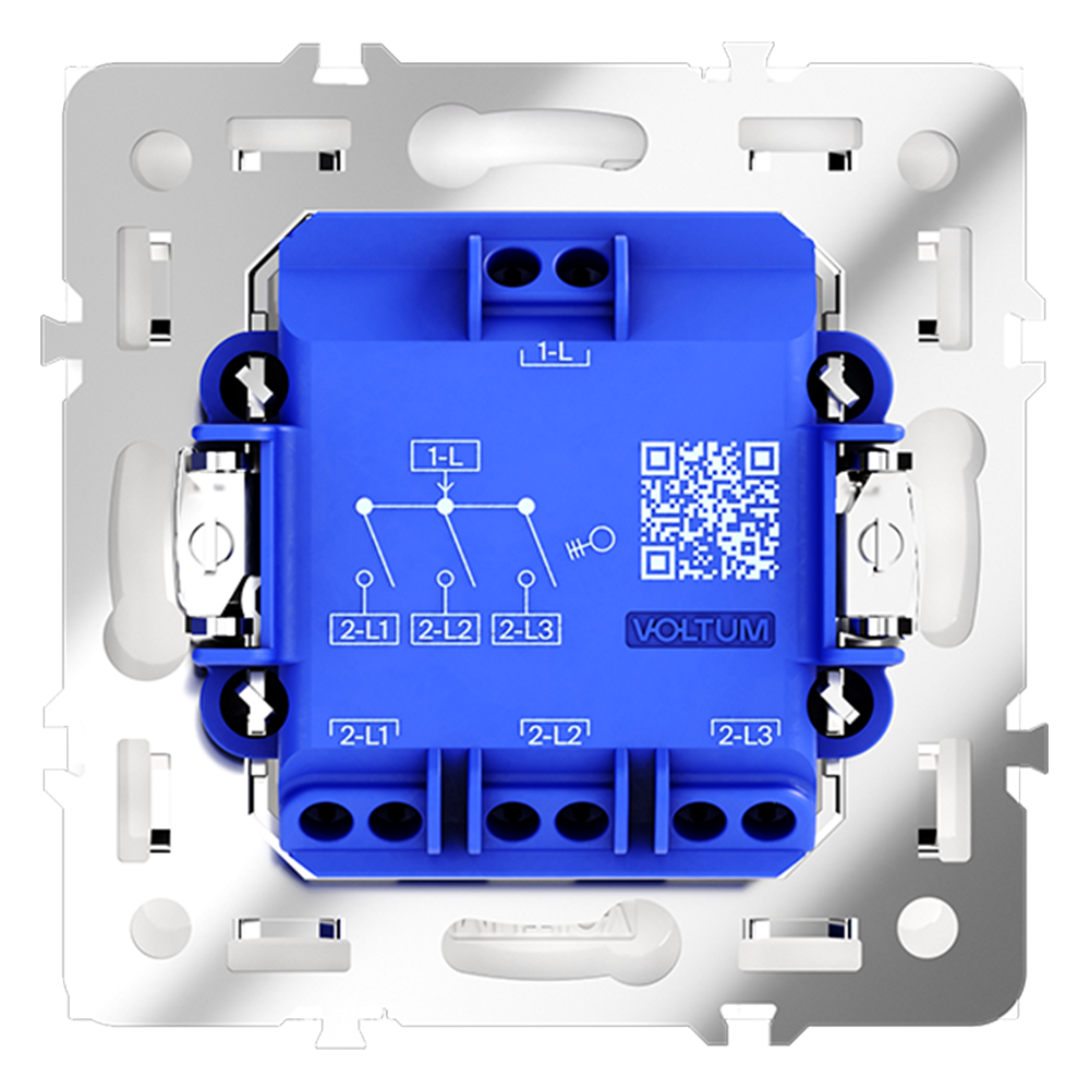 Выключатель встраиваемый VOLTUM S70 трехклавишный 10А, (белый глянцевый)