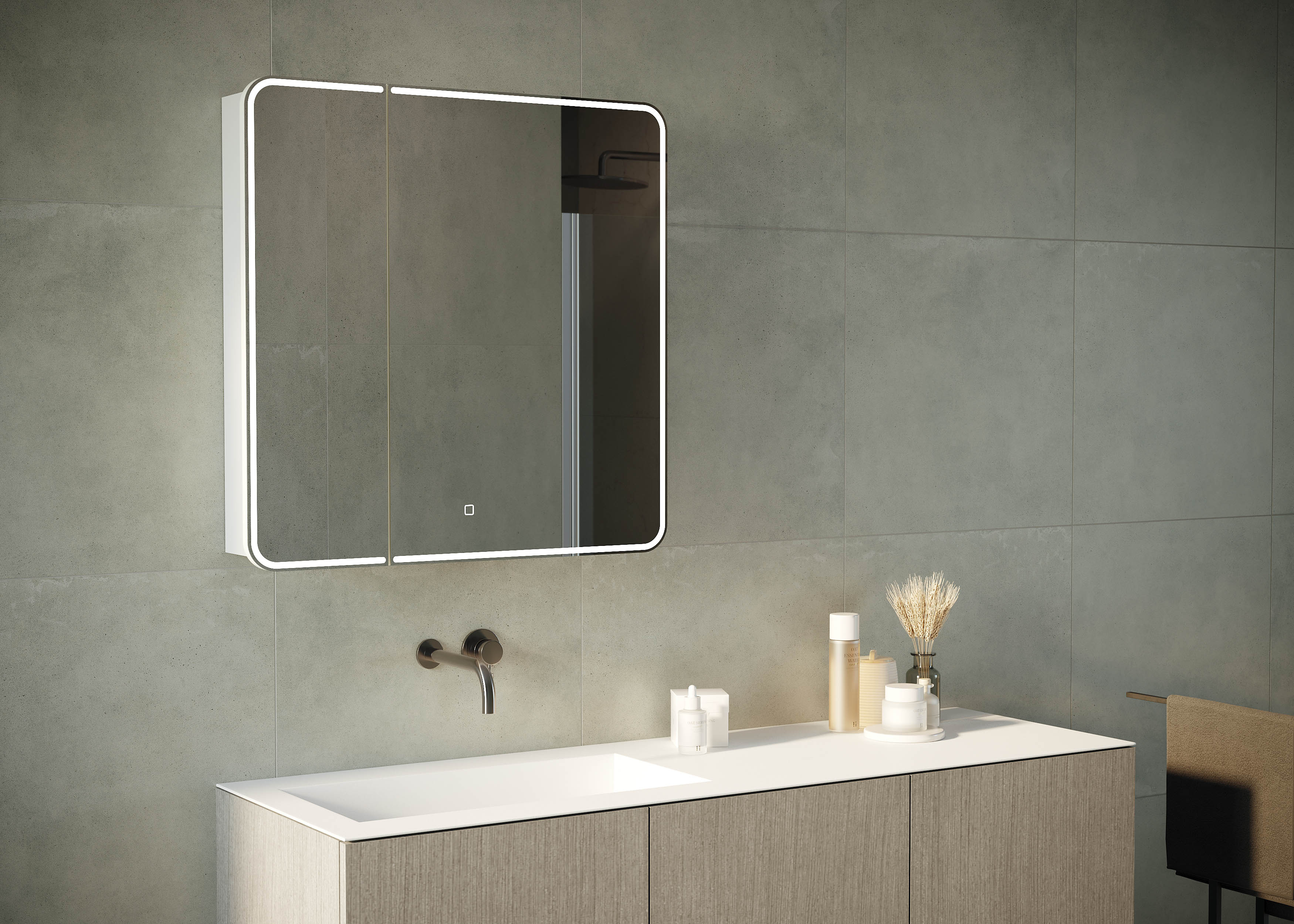 Зеркальный шкаф Creto Zoe 80х80 с LED подсветкой 16-805800Z