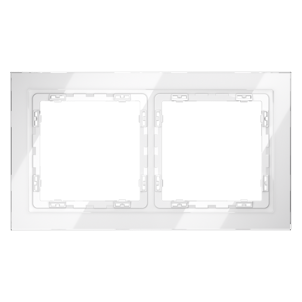 Рамка стеклянная VOLTUM S70 на 2 поста, (белый, стекло)