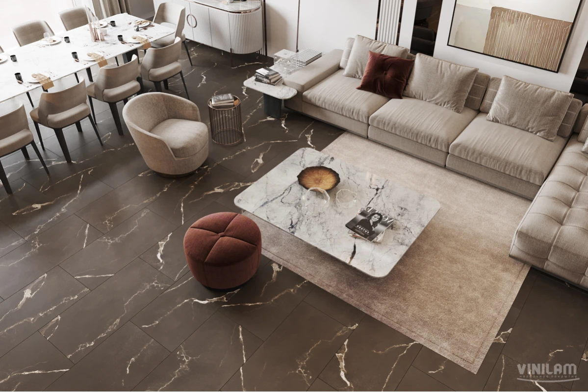 ПВХ плитка VINILAM  Allure Stone Glue 88911 Эбонитовый Мрамор Glue