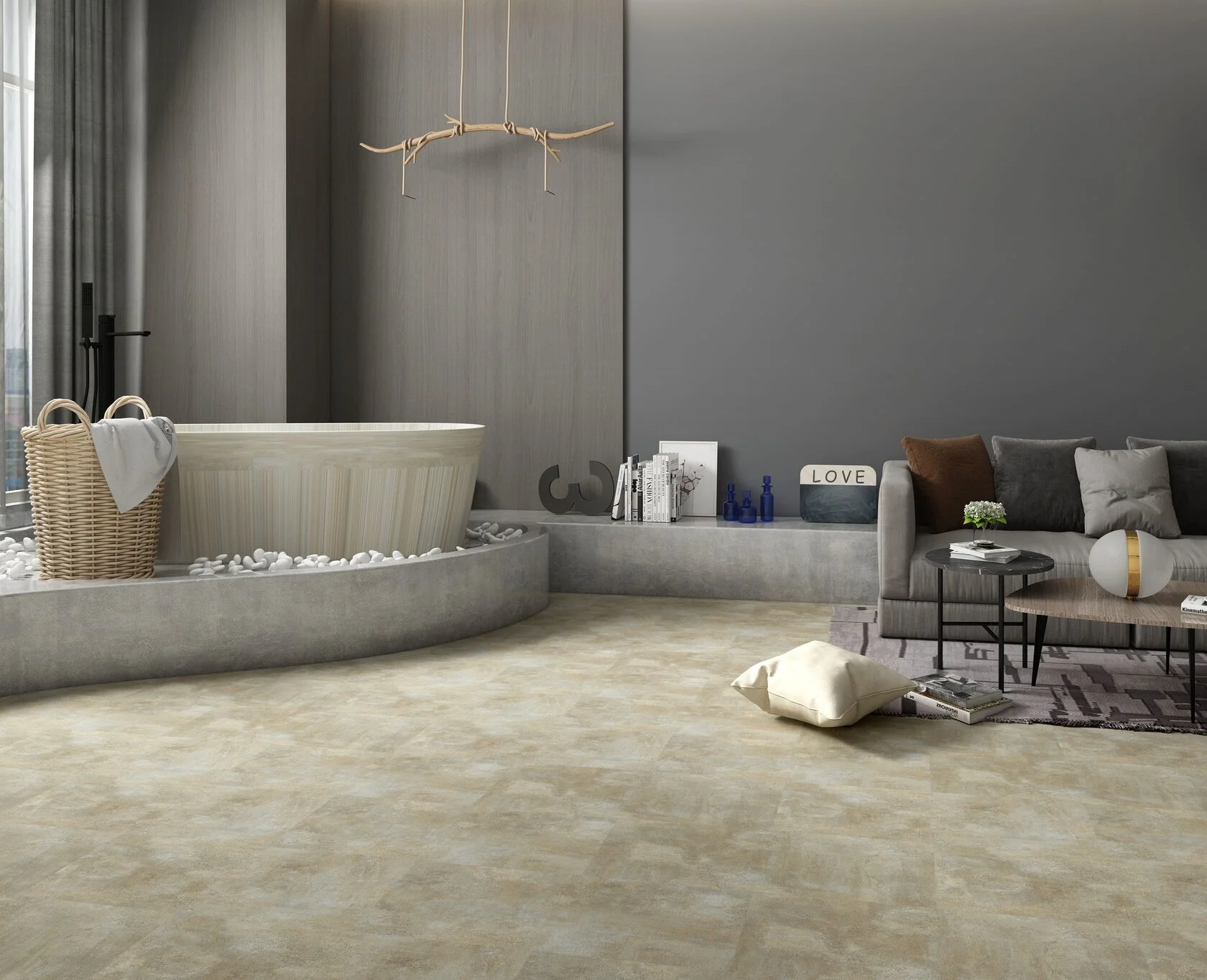 SPC Ламинат Skalla Stone Fjord Бетон Атран (Tile Betong Atran) FR409