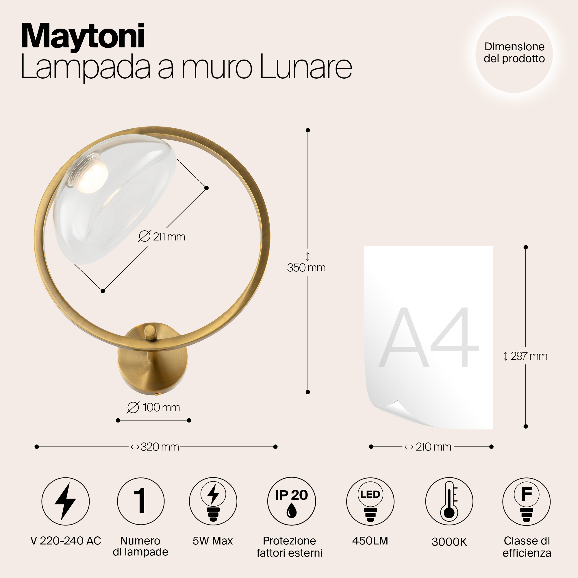 Настенный светильник (бра) Maytoni MOD327WL-L5BS3K