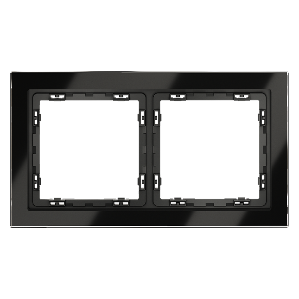 Рамка стеклянная VOLTUM S70 на 2 поста, (черный,стекло)