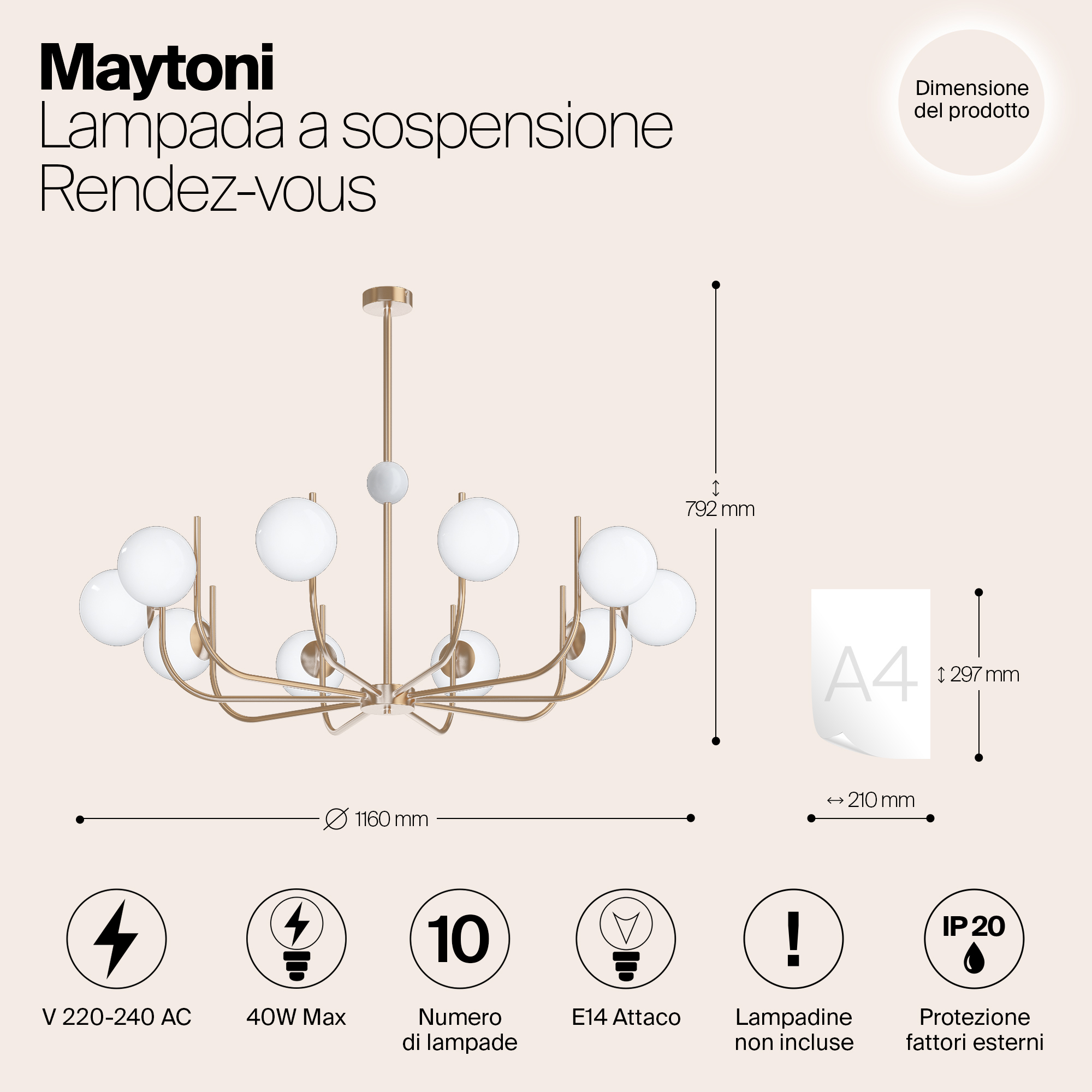 Подвесной светильник Maytoni MOD109PL-10BS