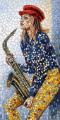 Керамогранит Декоративное панно MDetails Trumpet Lady (набор из 4шт. 60x120) 120x240