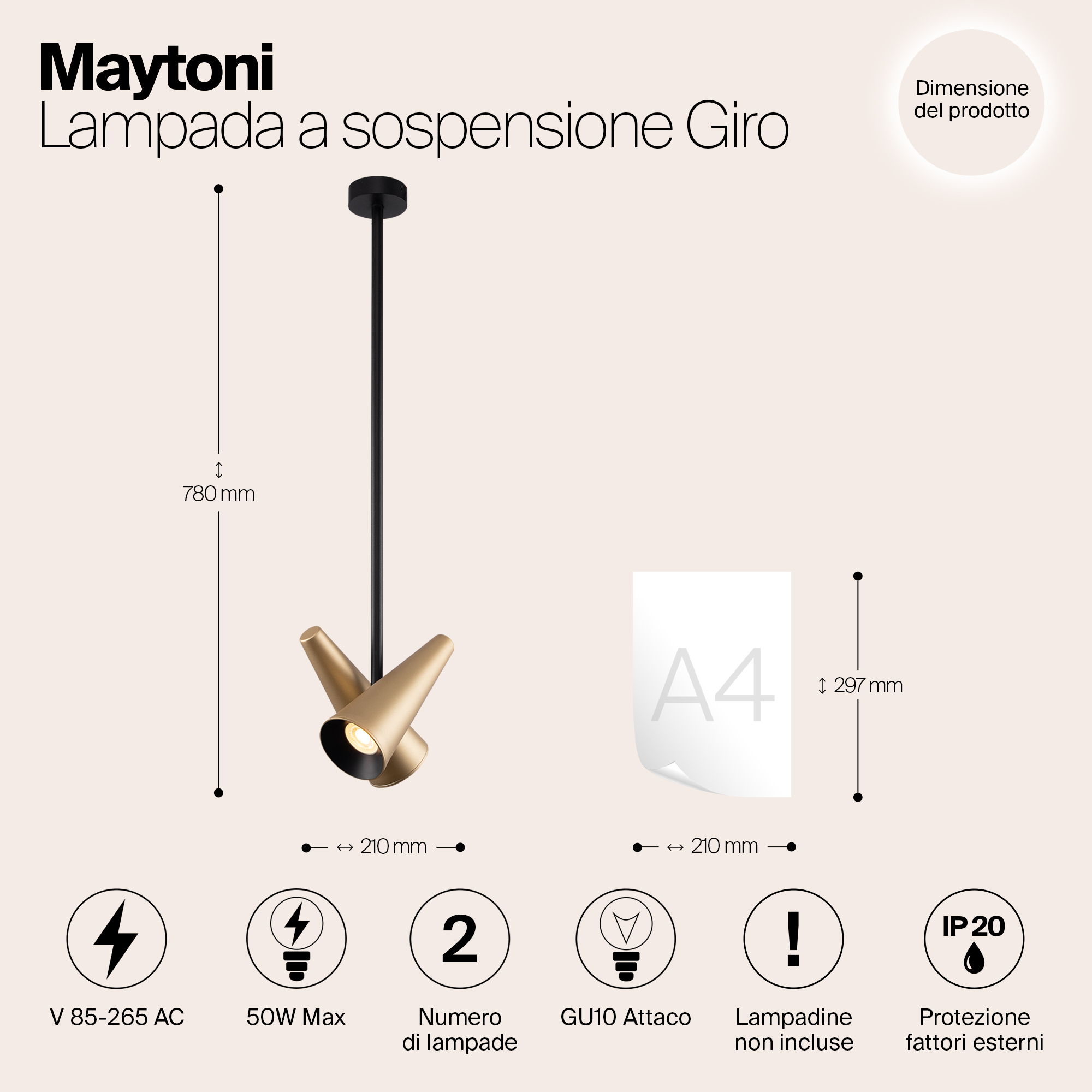 Подвесной светильник Maytoni MOD095PL-02BS