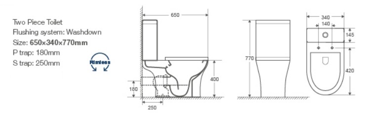 Унитаз-компакт безободковый Creto Cer C3 1003-002Cer-C3W с быстросъёмной крышкой-сиденьем микролифт Slim