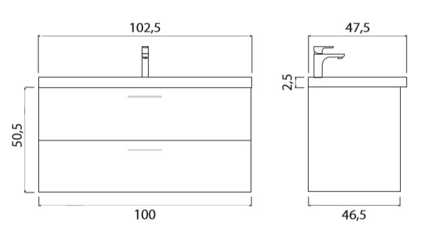 Тумба под раковину Creto Ares 100 белая