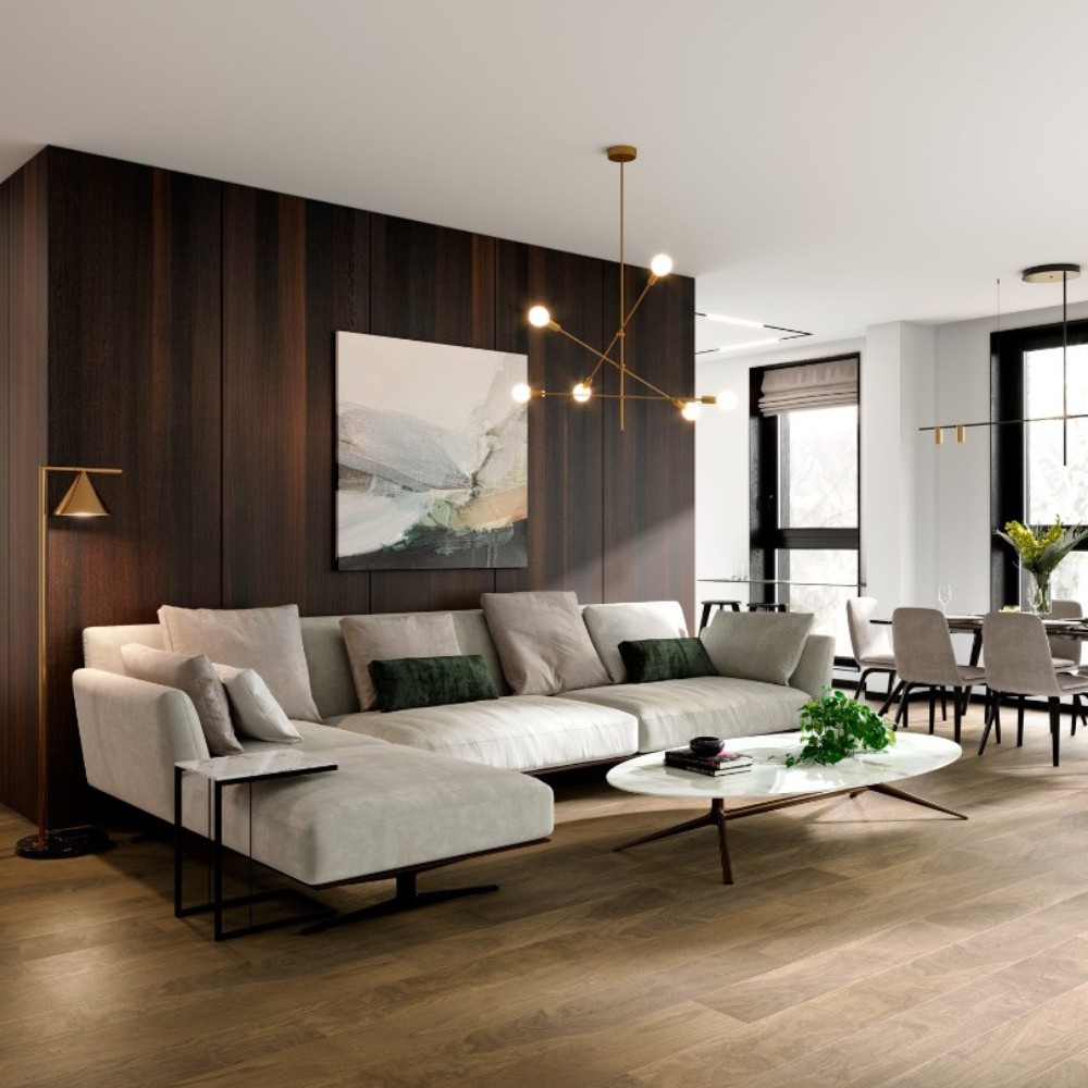 Паркетная доска Esta Parket 1-полосная 31022 Walnut City Extra Matt 14(3)x190x2210