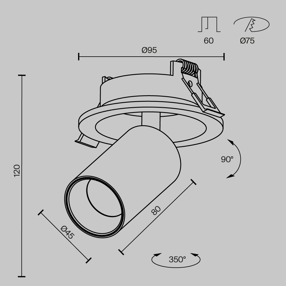 Встраиваемый светильник Technical C071CL-7W4K-WB