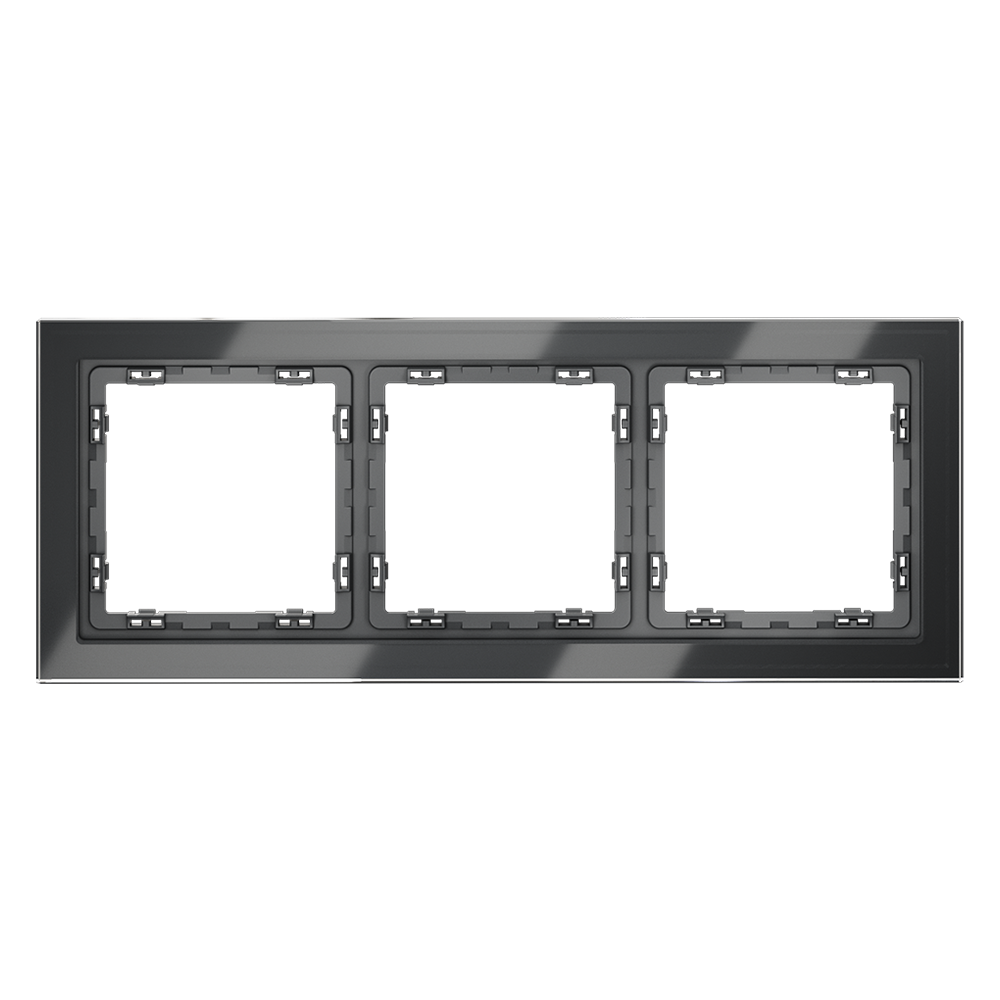 Рамка стеклянная VOLTUM S70 на 3 поста, (графит, стекло)