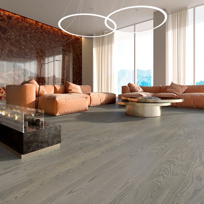 Паркетная доска ESTA 1 Strip 21076 Ash Elegant Dusky Grey brushed matt 2B 2200 x 160 x 14мм