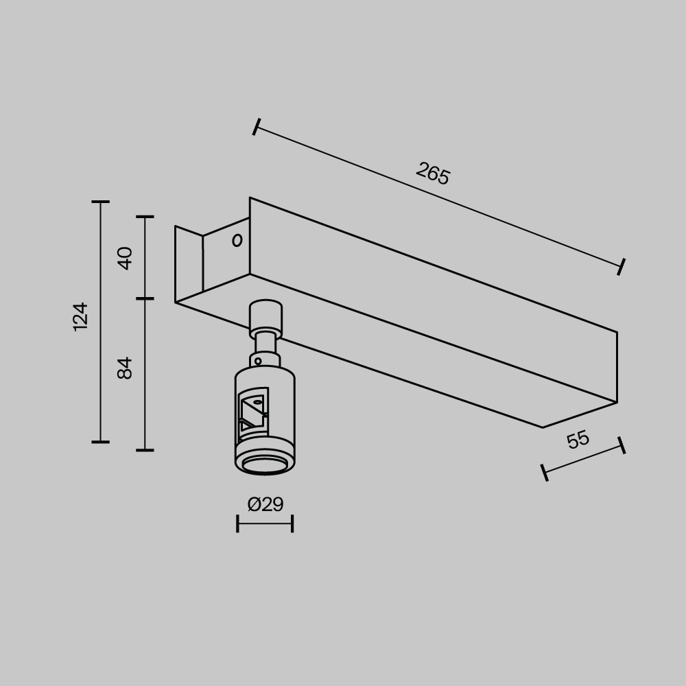 Комплектующие для систем освещения с токоведущими элементами Technical TRA156C-BB1-BS