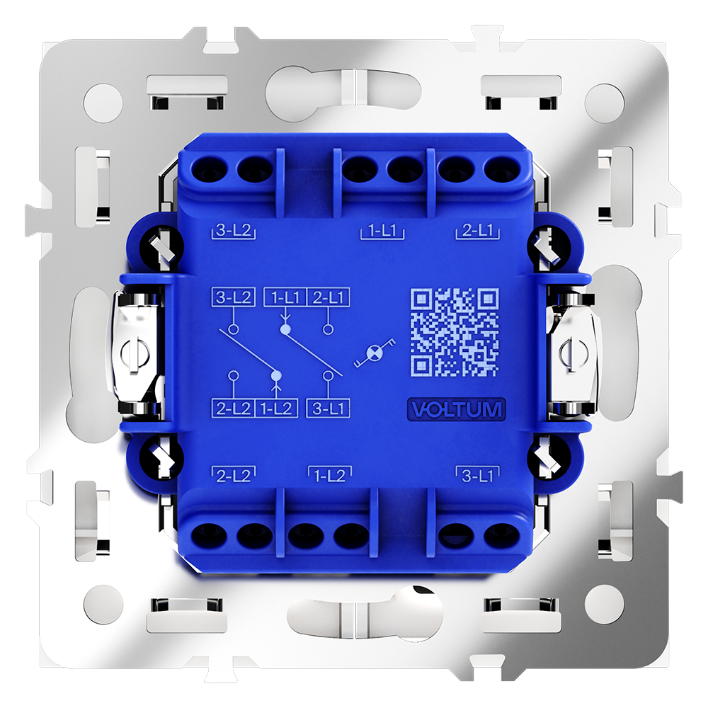 Проходной переключатель встраиваемый VOLTUM S70 двухклавишный с подсветкой 10А, (белый матовый)