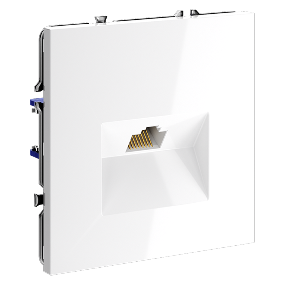 Розетка компьютерная встраиваемая VOLTUM S70 RJ45 кат.6, (белый глянцевый)