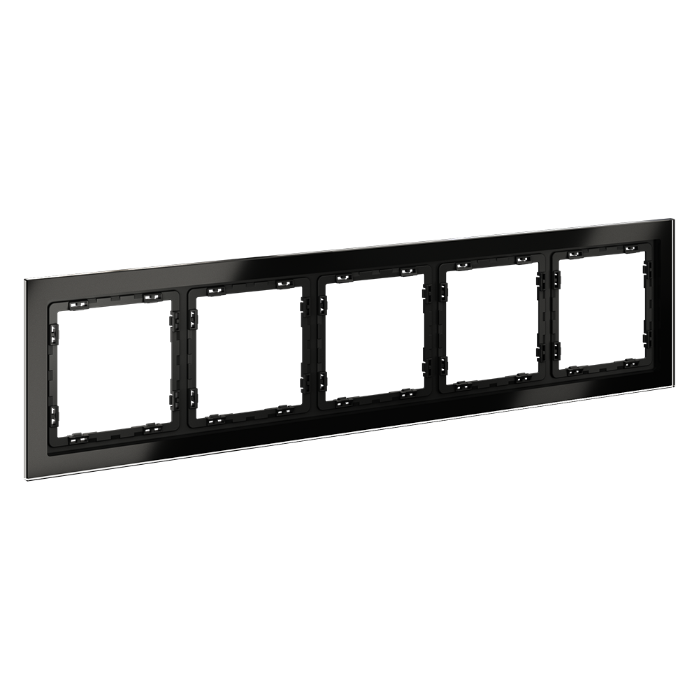 Рамка стеклянная VOLTUM S70 на 5 постов, (черный,стекло)