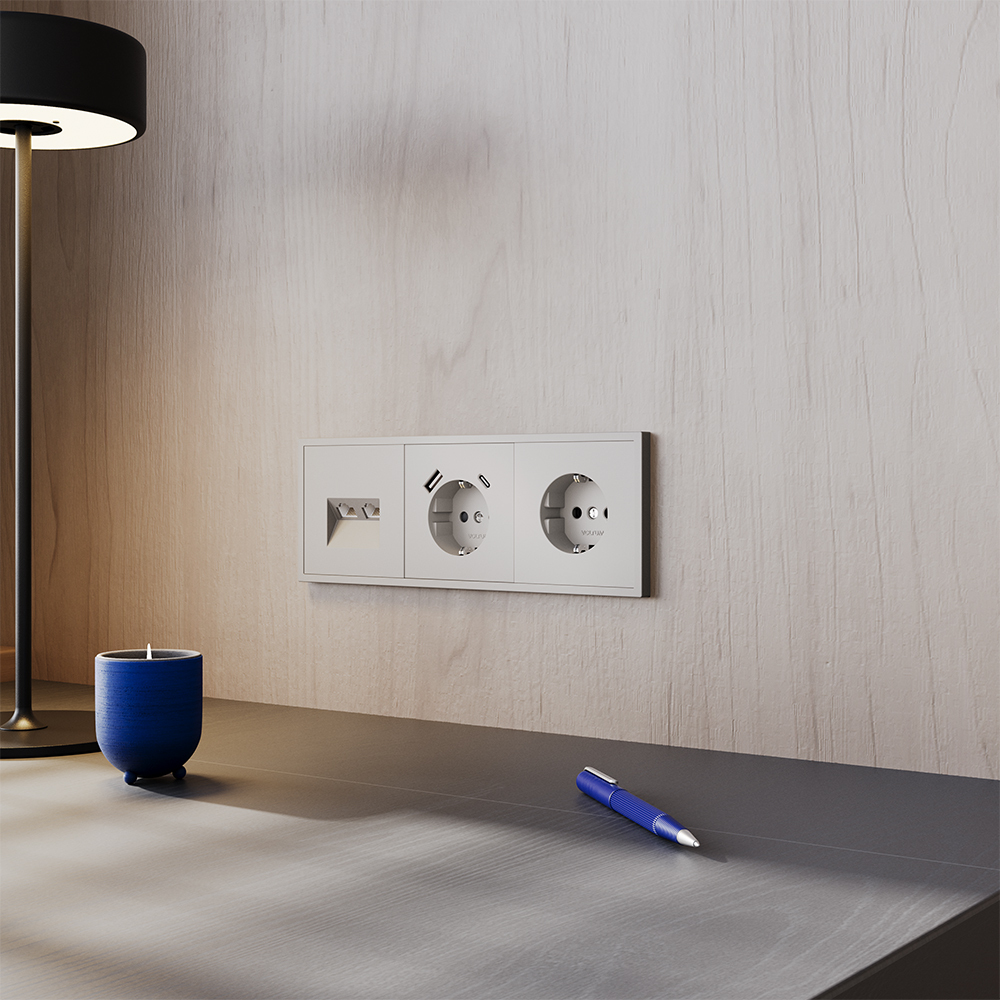 Розетка встраиваемая VOLTUM S70 с заземлением 16А, (кашемир)