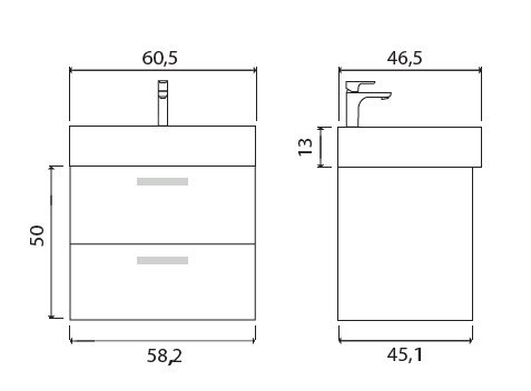 Тумба под раковину Creto Tivoli Bamenda 60