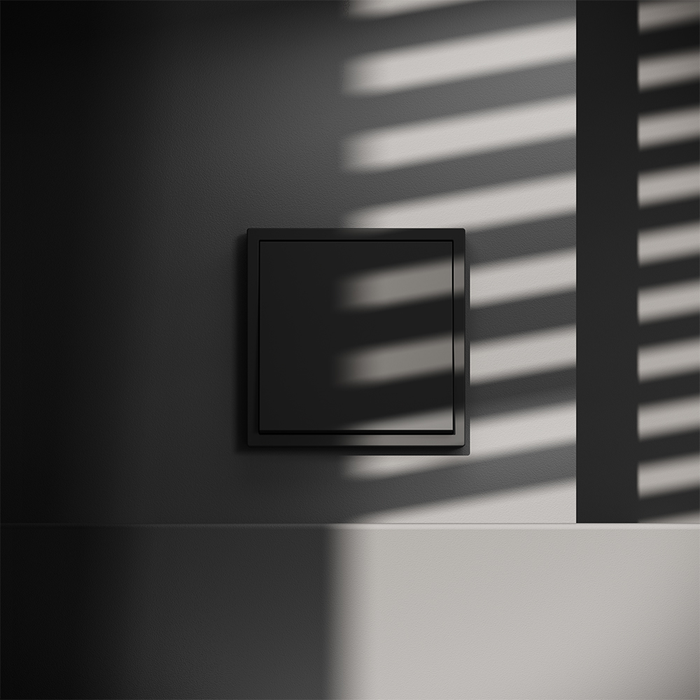 Выключатель с самовозвратом встраиваемый VOLTUM S70 одноклавишный 10А, (черный матовый)