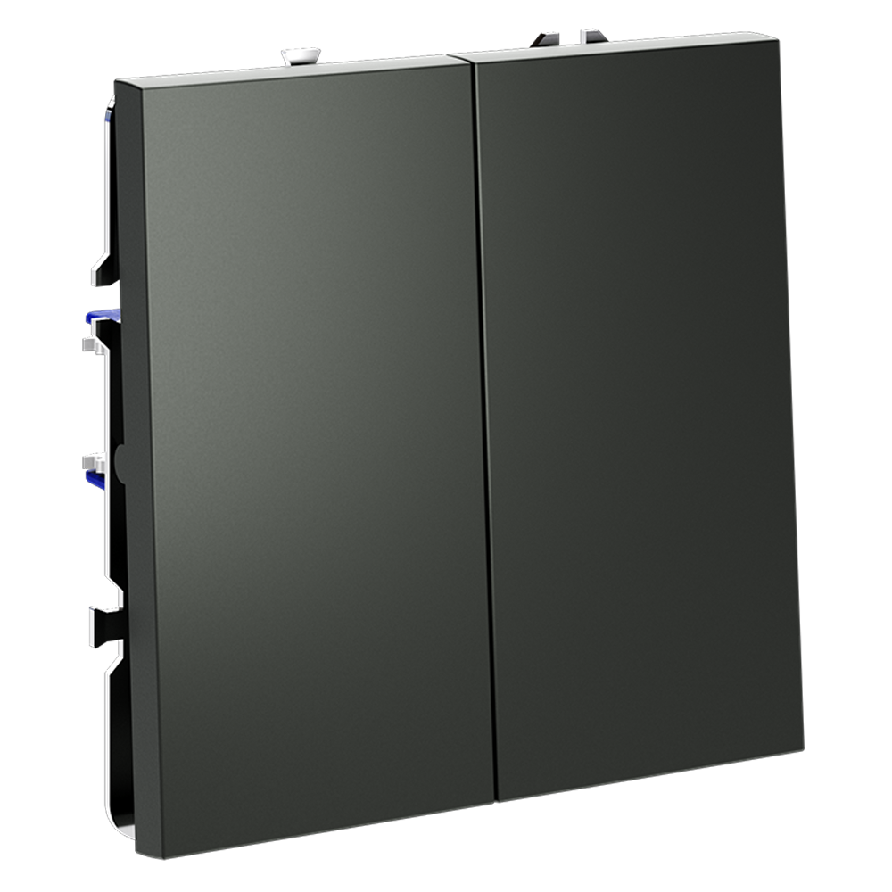 Выключатель встраиваемый VOLTUM S70 двухклавишный 10А, (титан)