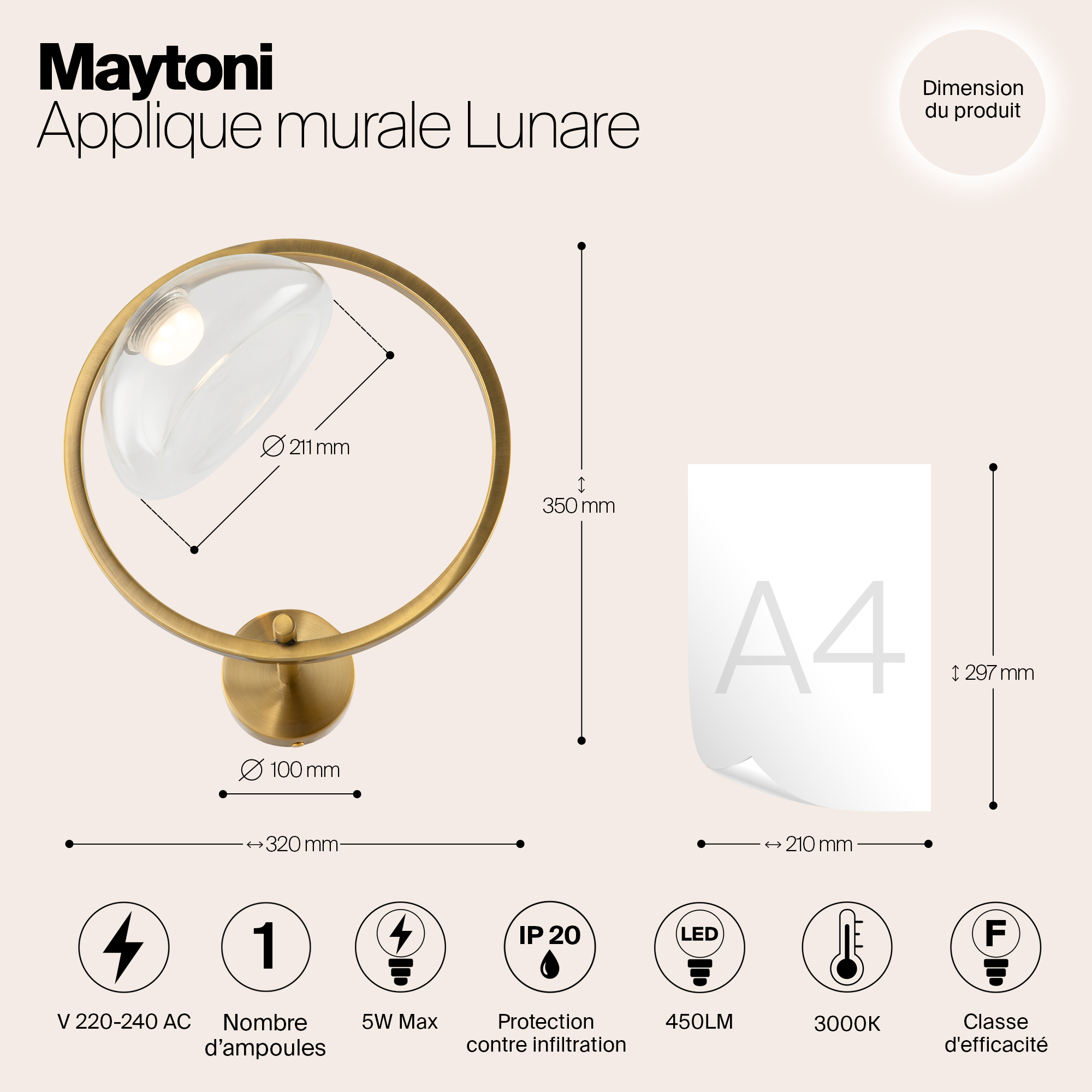 Настенный светильник (бра) Maytoni MOD327WL-L5BS3K