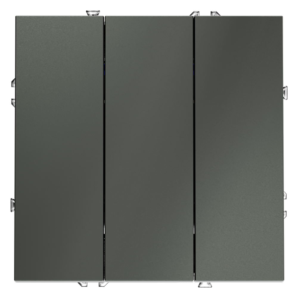 Выключатель встраиваемый VOLTUM S70 трехклавишный 10А, (титан)