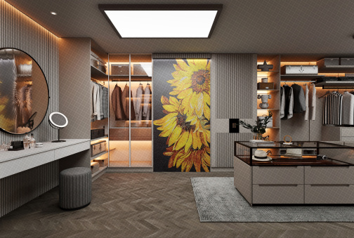 Керамогранит Декоративное панно MDetails Golden Petals (набор из 4шт. 60x120) 120x240