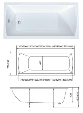Акриловая ванна Creto Modalia 170х75 см 9-17075
