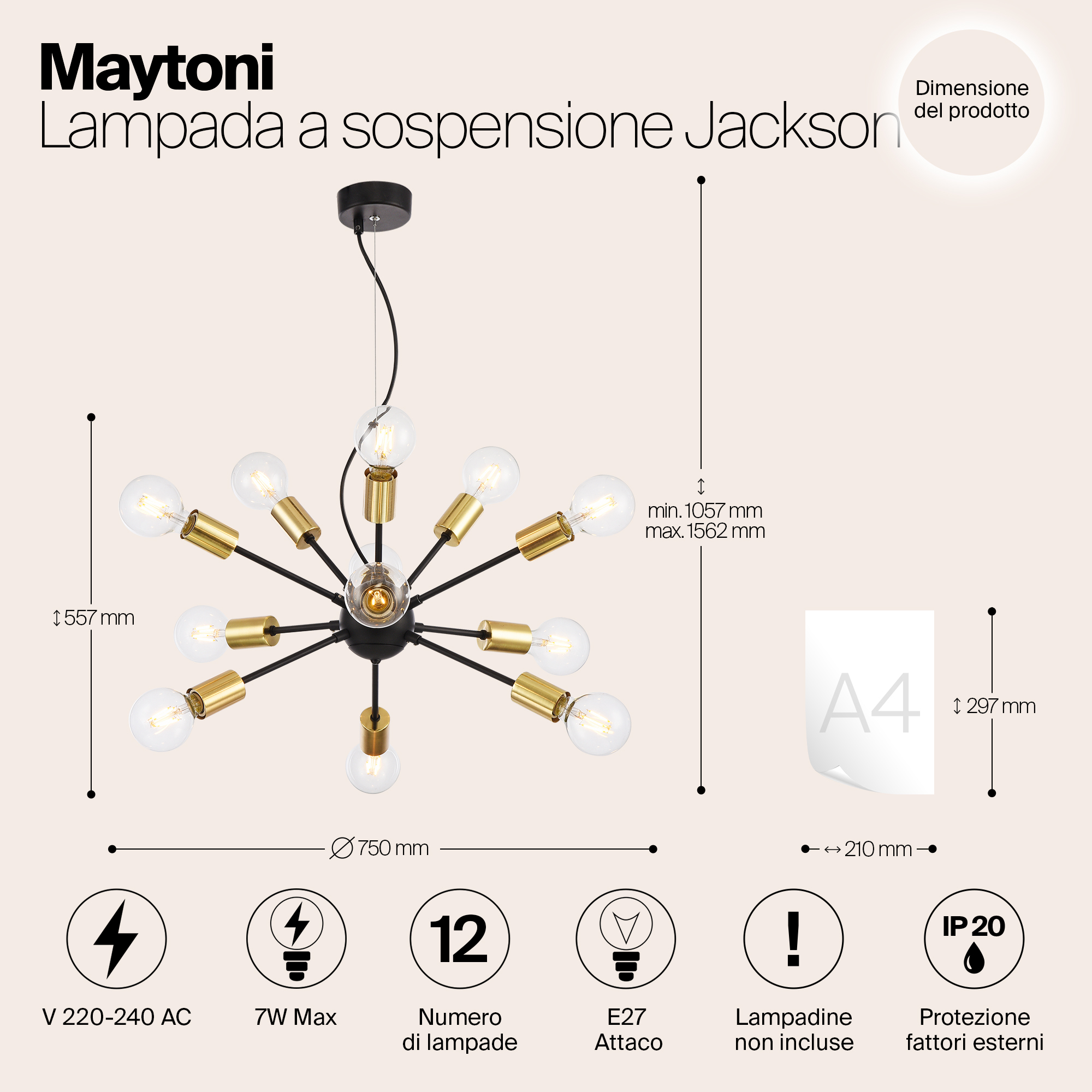Подвесной светильник Maytoni T546PL-12B