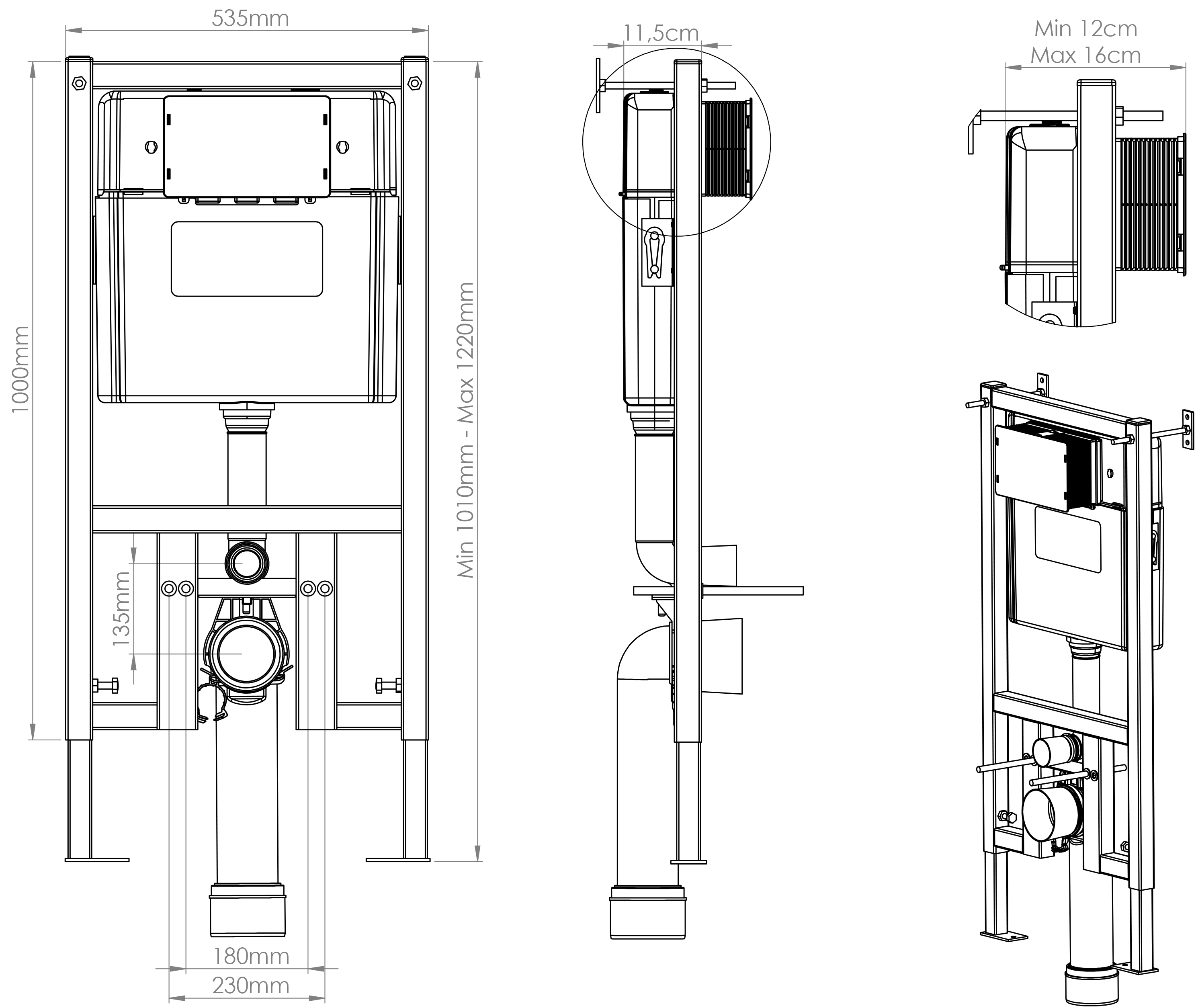 Инсталляция для подвесного унитаза Creto Premium 2.0 INST-CR-2.0