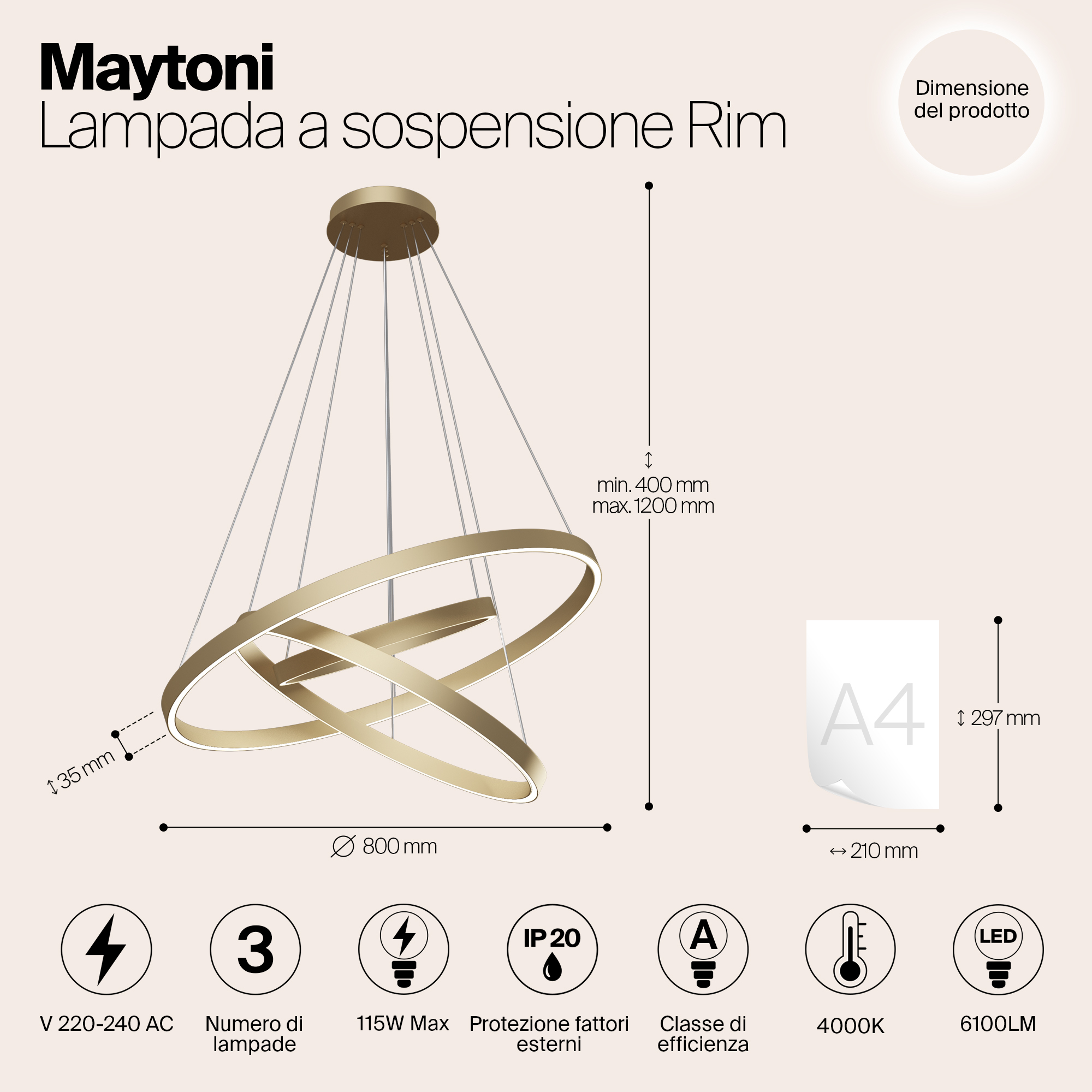 Подвесной светильник Maytoni MOD058PL-L100BS4K
