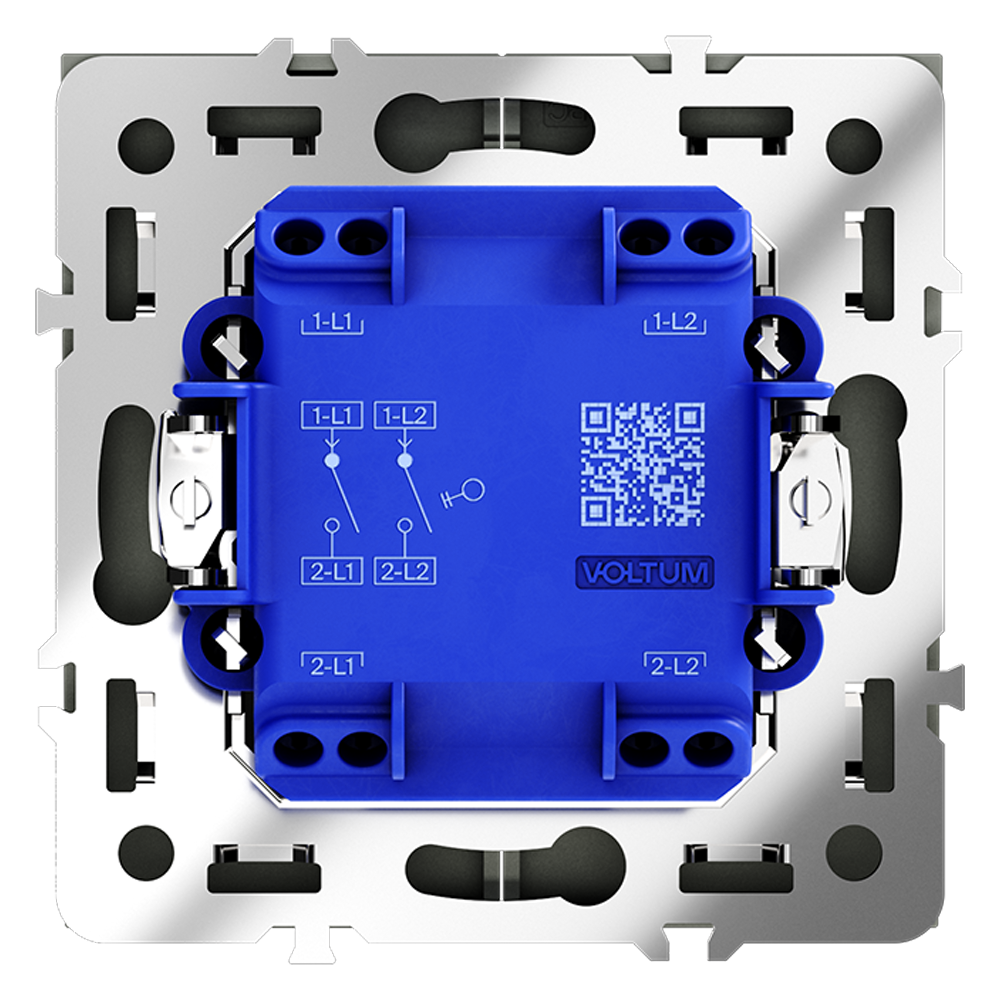 Выключатель встраиваемый VOLTUM S70 двухклавишный 10А, (черный матовый)