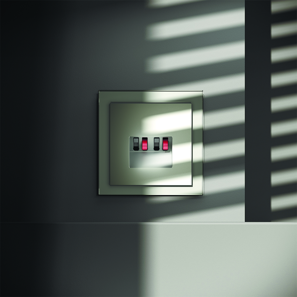 Розетка акустическая встраиваемая VOLTUM S70 4-местная, (сталь)