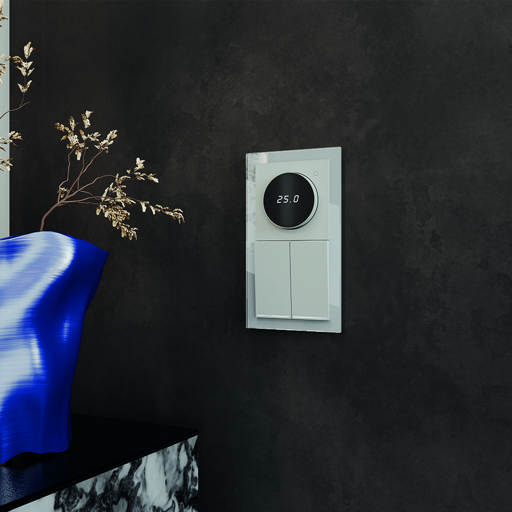 Терморегулятор электронный VOLTUM S70 с индикацией и датчиком, для теплого пола, (сталь)