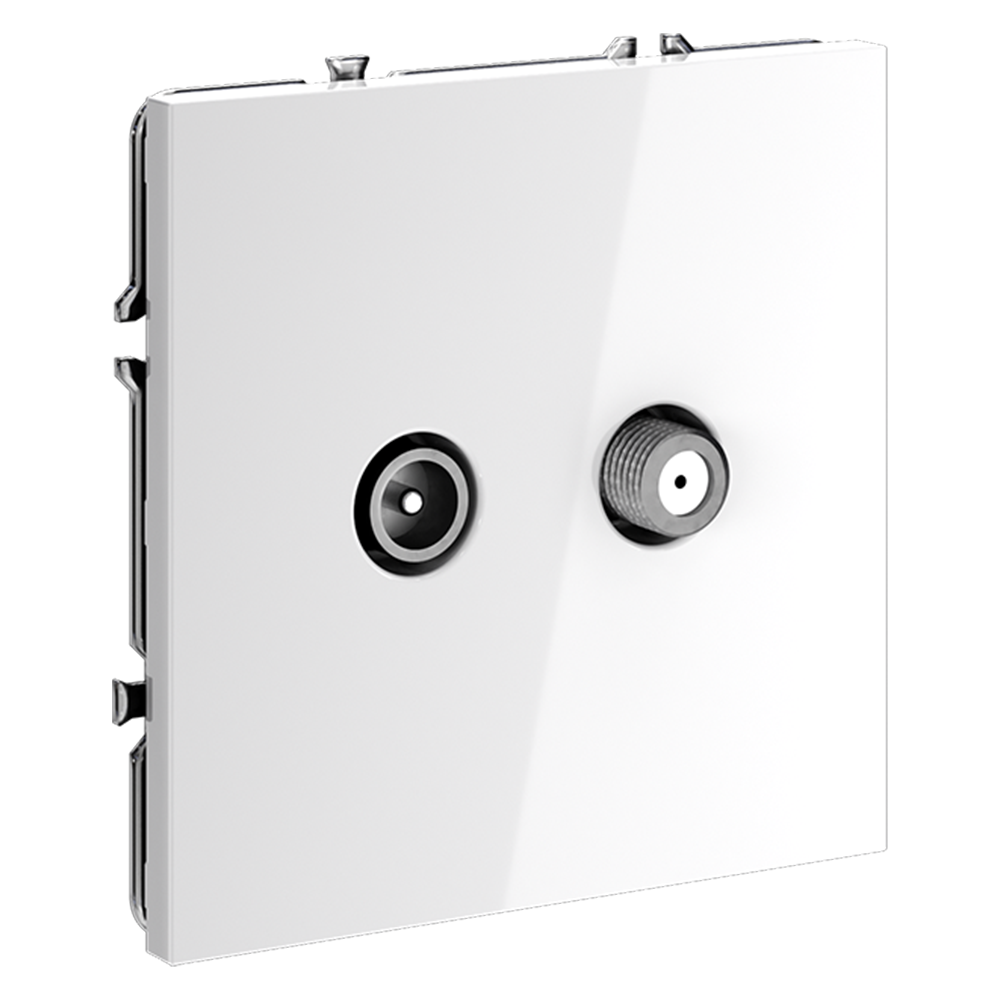 Розетка телевизионная встраиваемая VOLTUM S70 оконечная TV+SAT, (белый глянцевый)