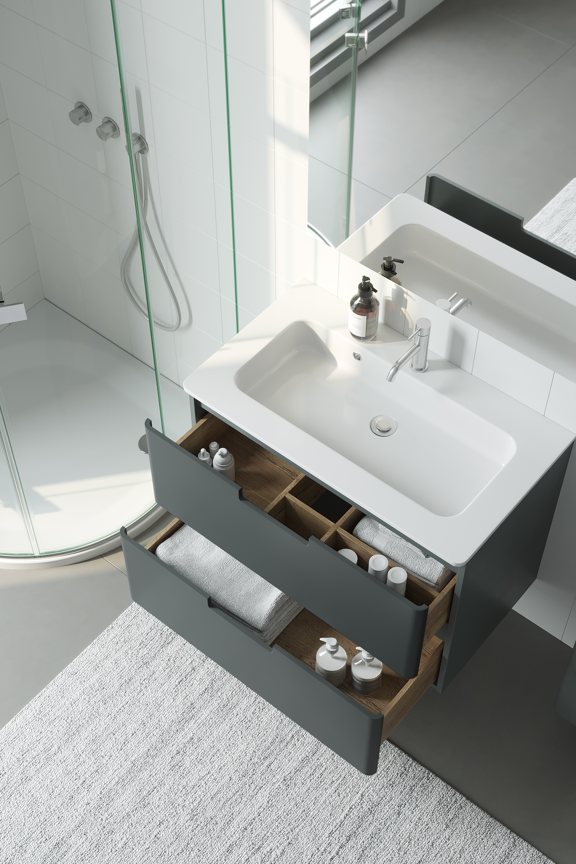 Тумба с раковиной Creto Bravo Gray 80 см