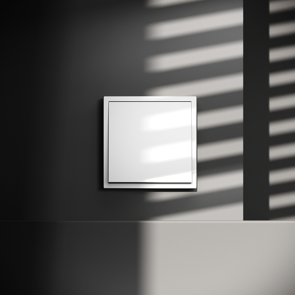 Перекрестный переключатель встраиваемый VOLTUM S70 одноклавишный 10А, (белый глянцевый)