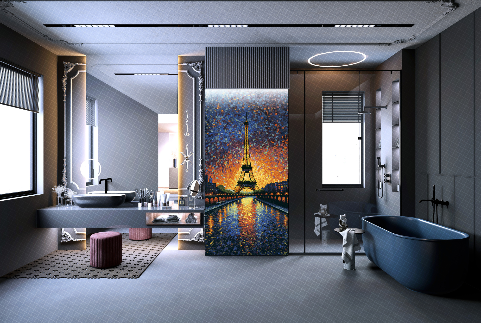 Керамогранит Декоративное панно MDetails Eiffel Tower (набор из 4шт. 60x120) 120x240