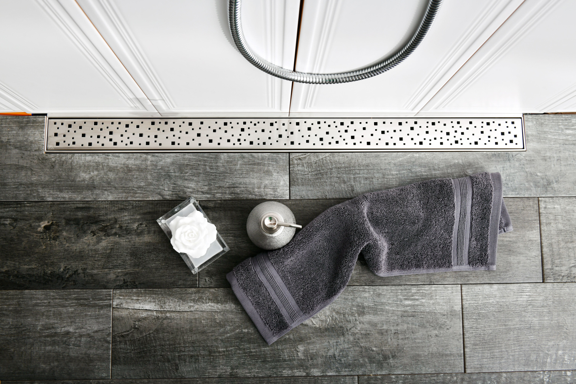 Душевой лоток 85 см Creto Quadro CRE-850 QH с решеткой, хром