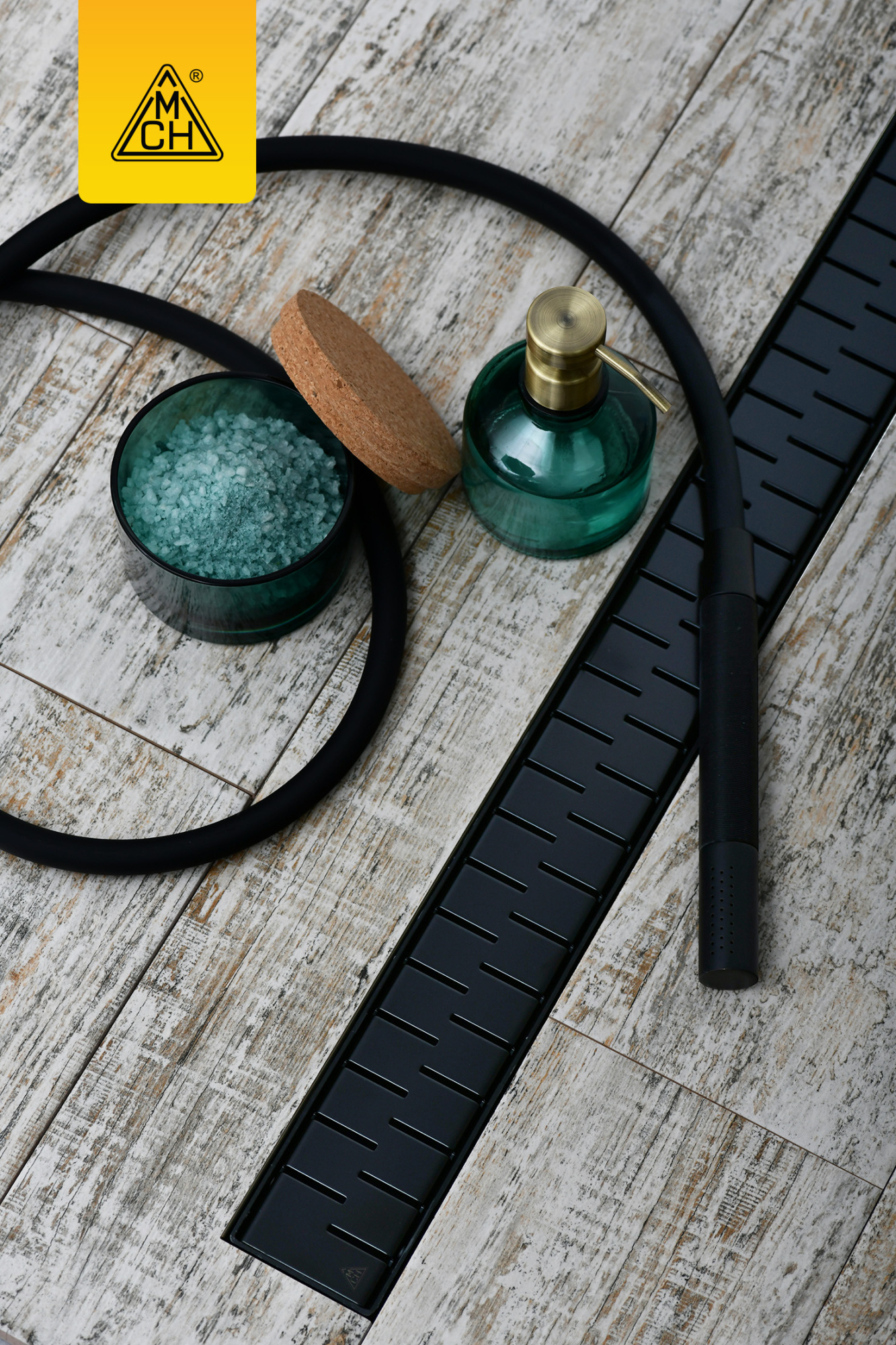 Душевой лоток 95 см Creto Snake CRE-950 SB-50 с решеткой, черный