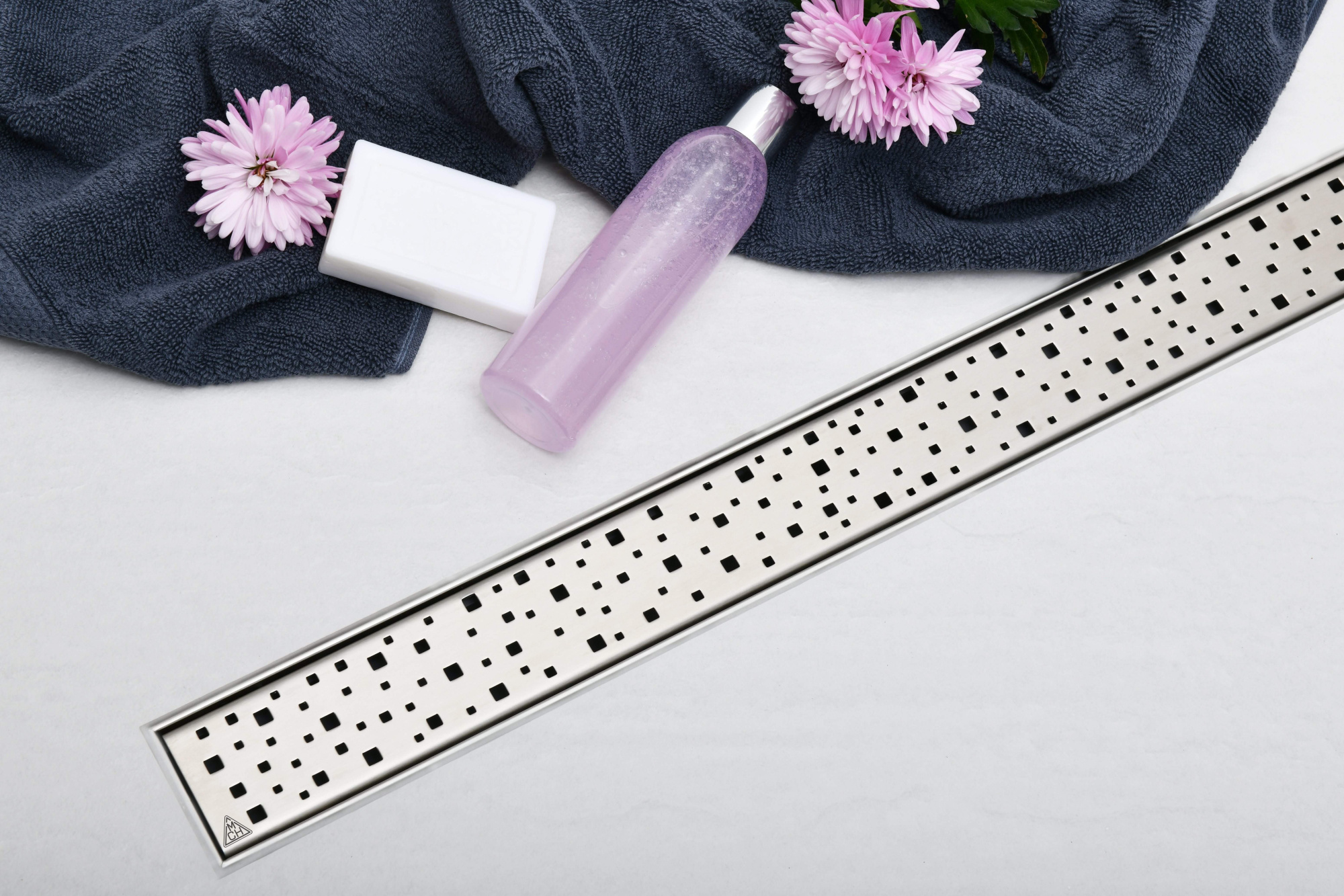 Душевой лоток 65 см Creto Quadro CRE-650 QN-Down с решеткой, хром