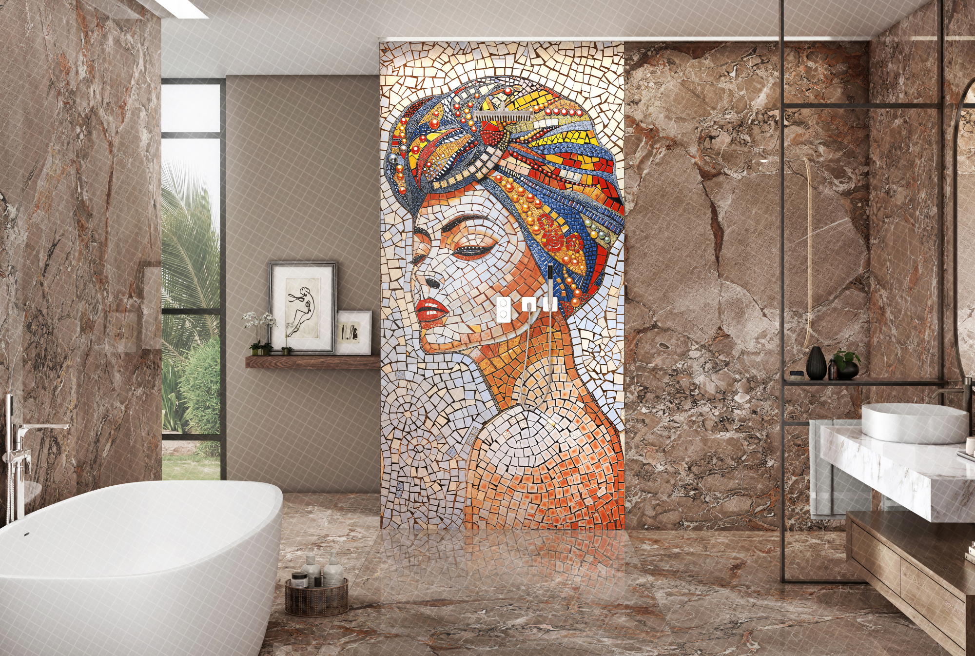Керамогранит Декоративное панно MDetails Beauty Face (набор из 4шт. 60x120) 120x240