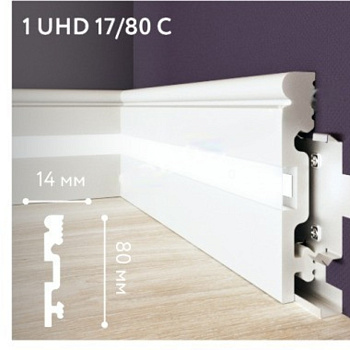 Напольный плинтус полистирол Solid 1 UHD 17/80 C 14x80/ Белый