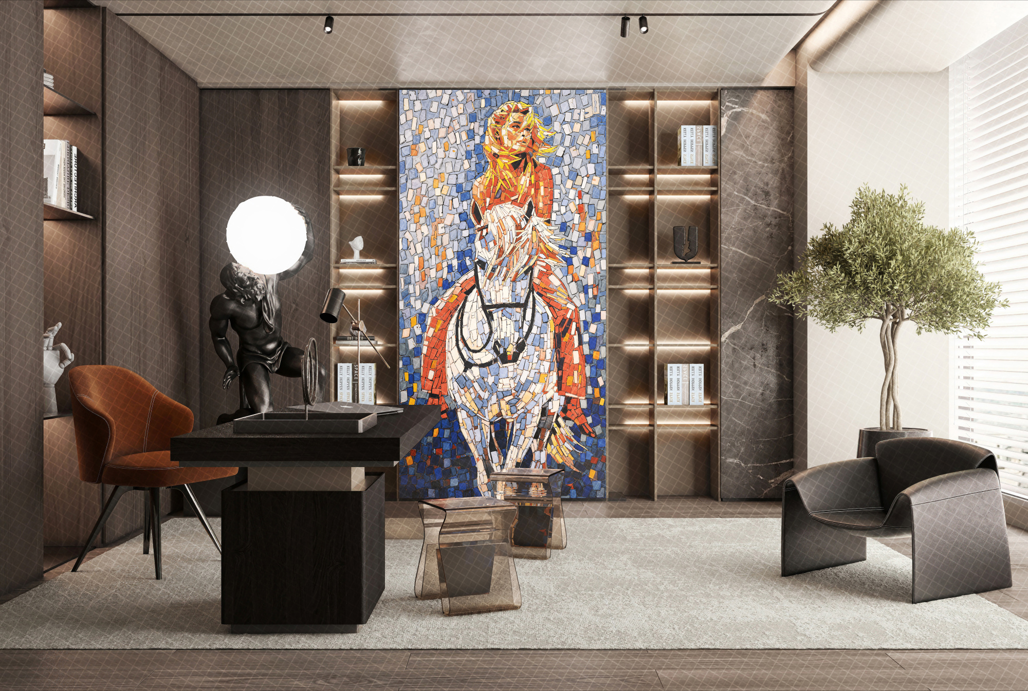 Керамогранит Декоративное панно MDetails Galloping Girl (набор из 4шт. 60x120) 120x240