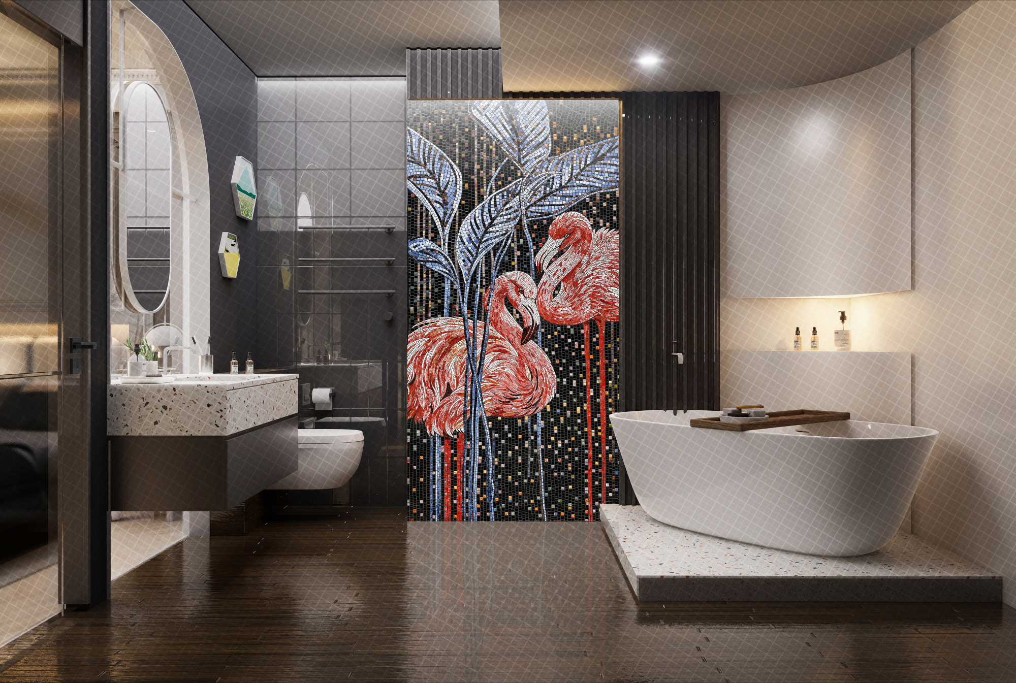 Керамогранит Декоративное панно MDetails Flamingo (набор из 4шт. 60x120) 120x240