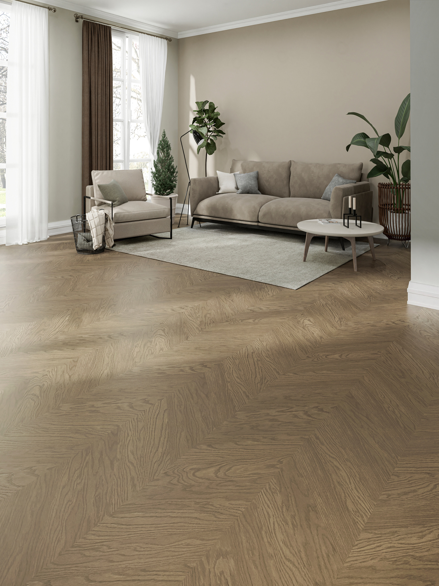 Паркет елка ESTA Chevron Nova Eco Oak Elite Havana Extra Matt Lacquered Gloss 5% 15507