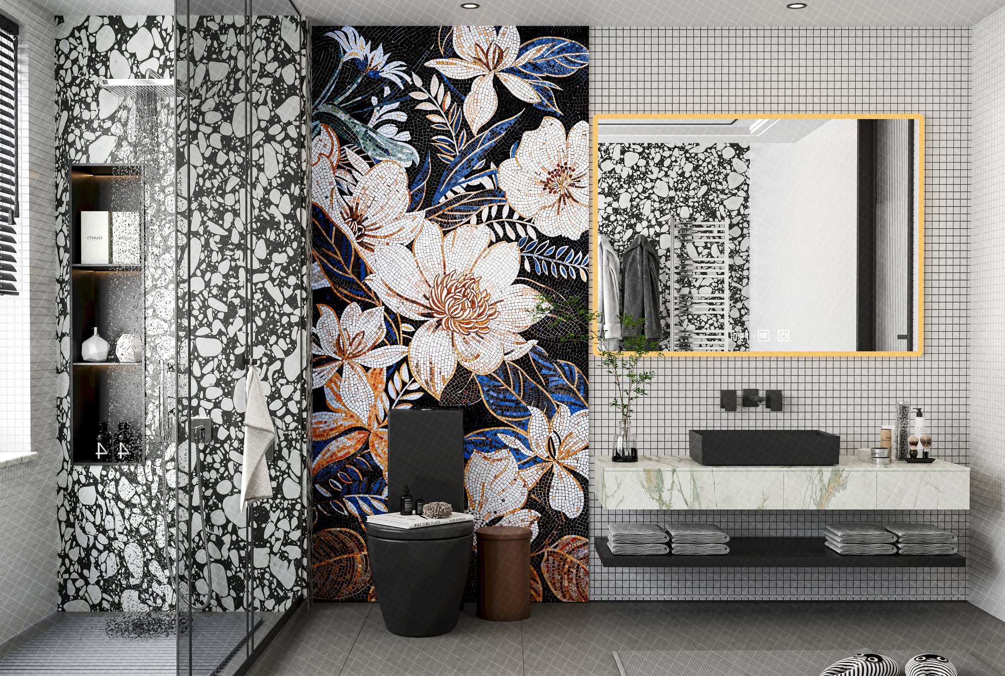 Керамогранит Декоративное панно MDetails Daisy Bianco (набор из 4шт. 60x120) 120x240