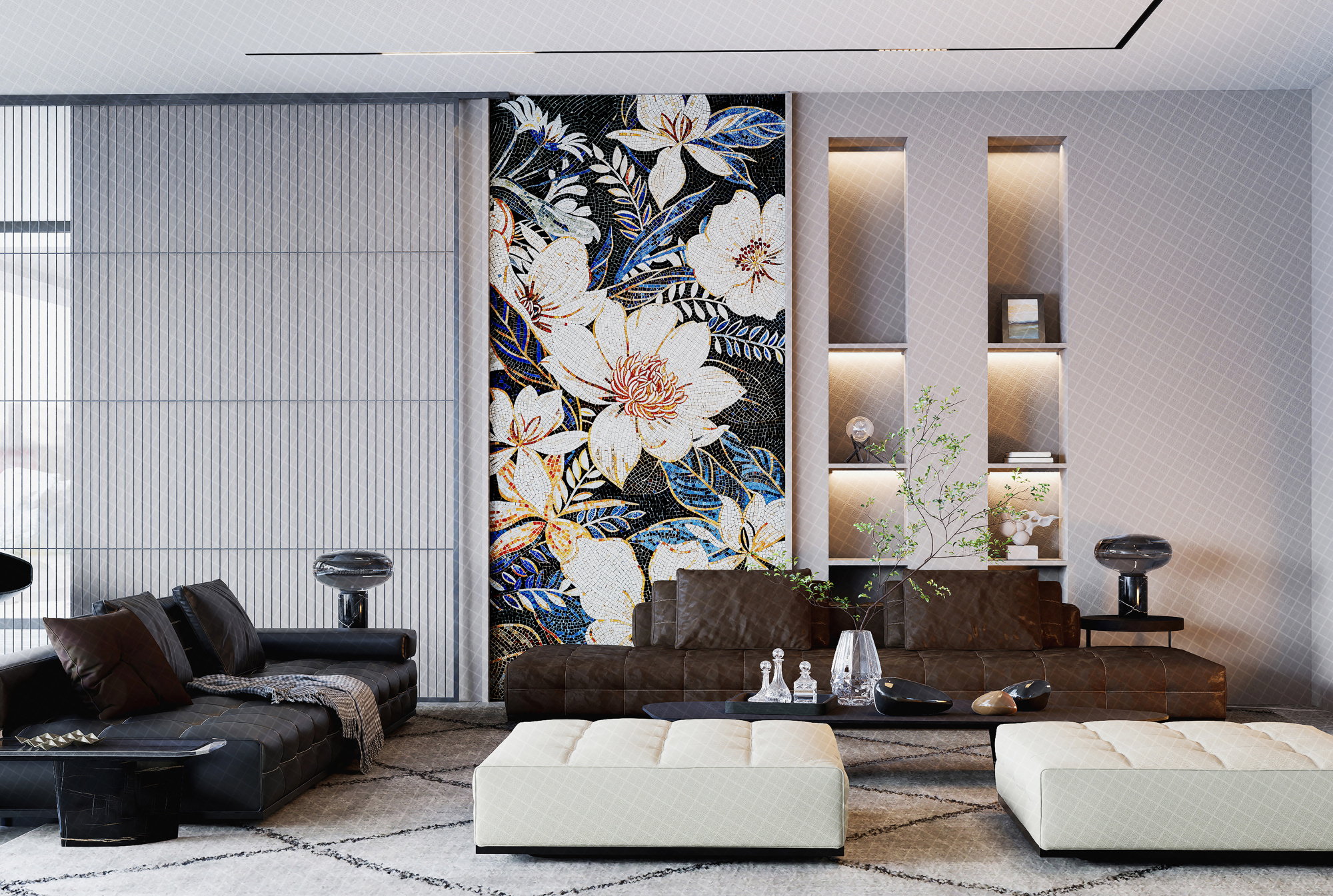 Керамогранит Декоративное панно MDetails Daisy Bianco (набор из 4шт. 60x120) 120x240